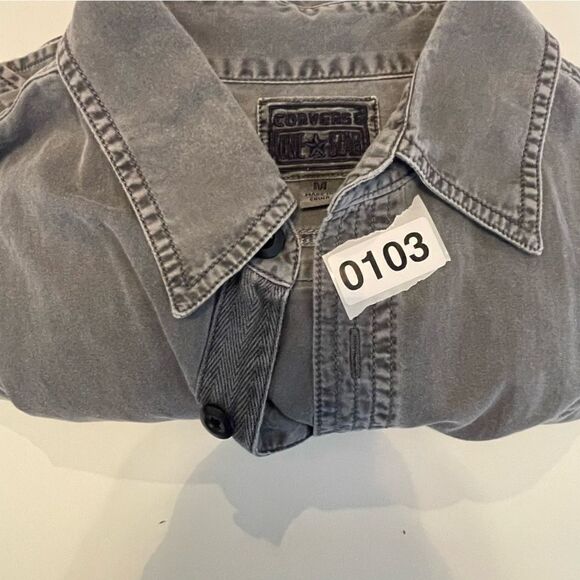 CONVERSE ONE STAR GRAY MEDIUM BUTTON UP SHIRT - Picture 9 of 9